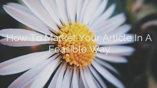 How To Market Your Article In A Feasible Way