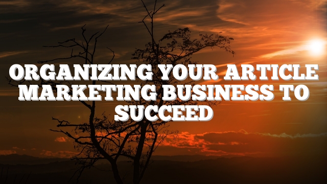 Organizing Your Article Marketing Business To Succeed